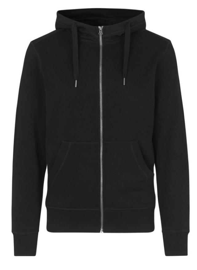 Hoodie med hellängd dragkedja, svart