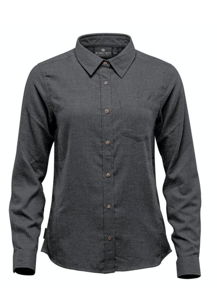 Zoom bild av Långärmad dam flanell skjorta, grafit